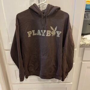 Playboy Brown Crewneck Hoodie with Light Logo Large
